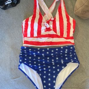 America cross back high waisted bikini.